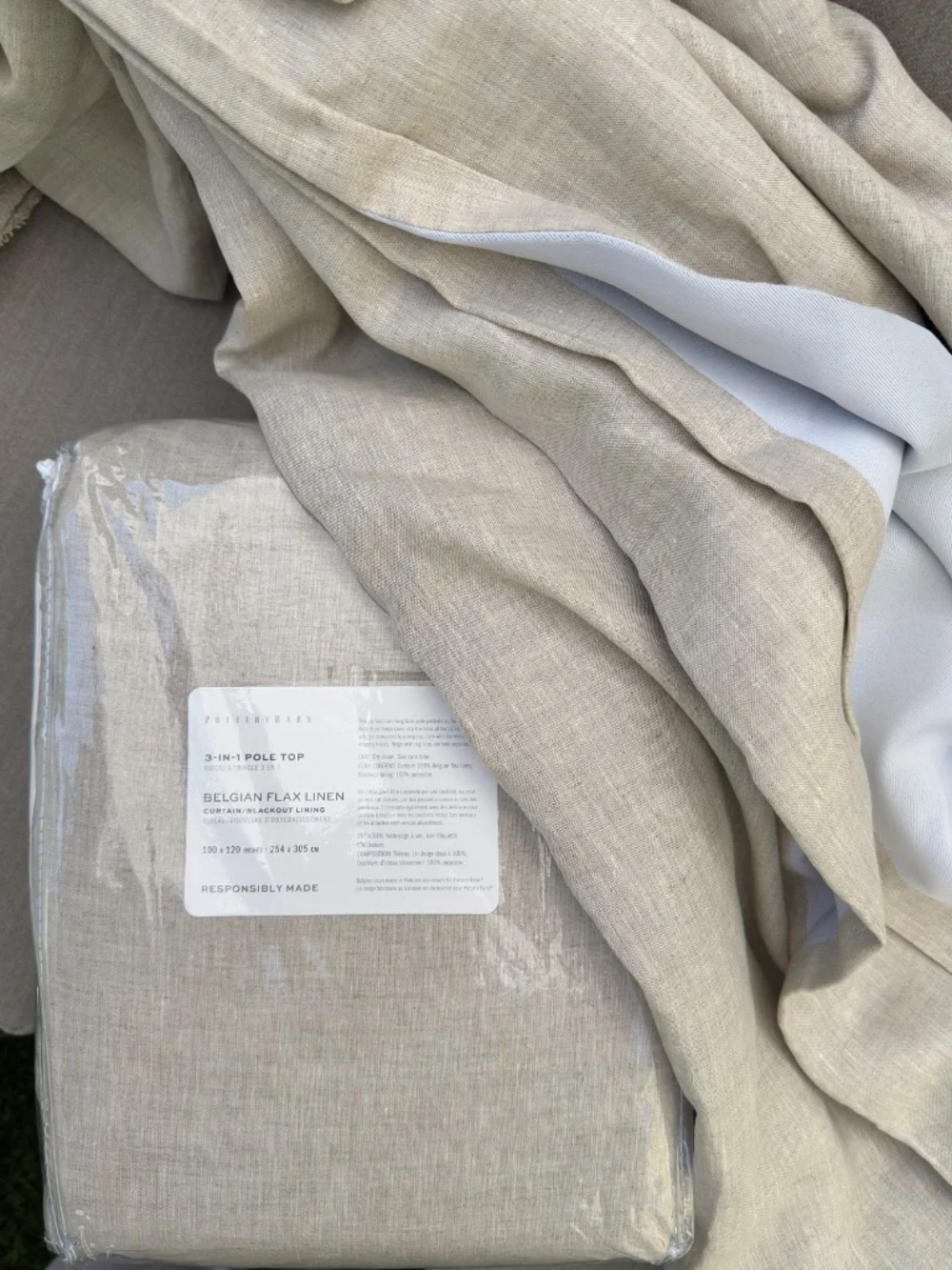 NEW Pottery Barn Belgian Flax Linen Blackout Curtains - Set of 2  100” W x 120